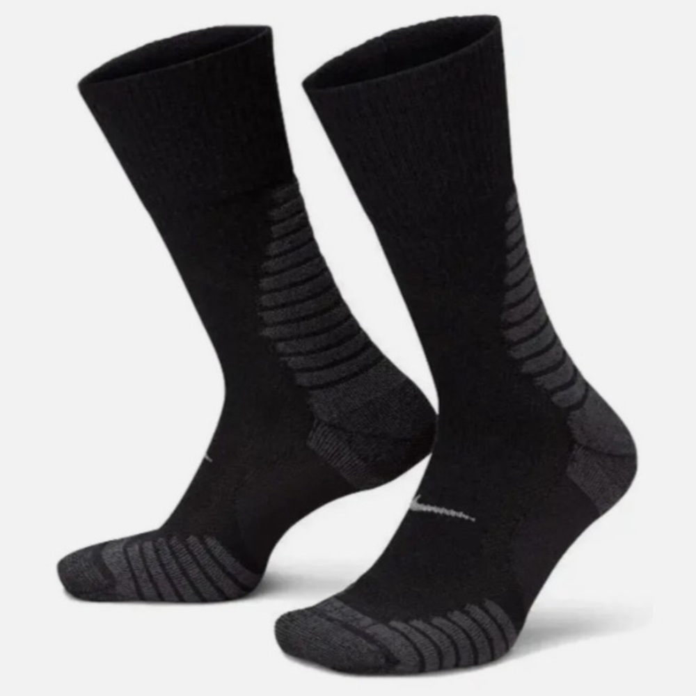 NIKE Outdoor Cushioned Wool Blend Crew Socks - BLACK